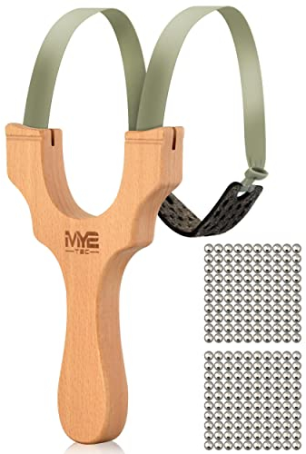 GERCAR Steinschleuder Profi für Jagd - Huck Zwille aus Holz - Set mit Stahlkugeln - Schleuder für Sport und Outdoor mit starkem Gummiband - Sportschleuder Katapult Slingshot - OneSize (Kit 200)