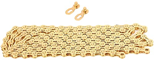 10 Fach Fahrrad Kette 1/2 x 11/128 in 116 Glieder Kette Bike Chain Variabler Geschwindigkeit Gold Fahrradkette mit Kohlenstoffstahlgurt Verstärkte Welle für Rennrad Mountainbike Tourenrad