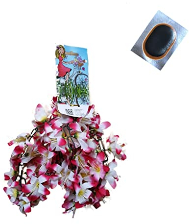 Fahrradgirlande Blumengirlande 120 cm Blume in Weiß - Violettöne inkl. maxxi4you Reflexband