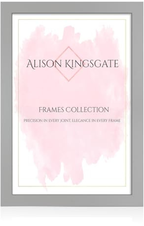 Alison Kingsgate Modern Light Grey Picture Frame for Photos & Posters - A1 | Engineered Wood, Shatterproof Perspex Front, Ideal for Wall Art Display, Documents, Certificate & Home Décor