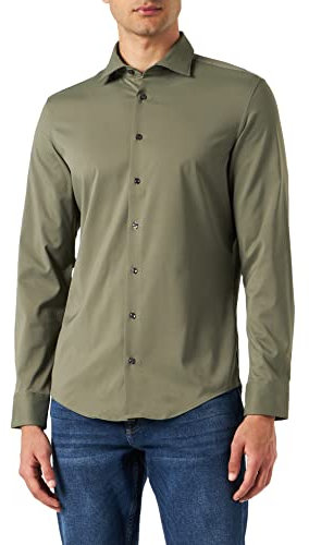 Seidensticker Men's Slim Fit Langarm Kragen Hemd Shirt, grün, 39