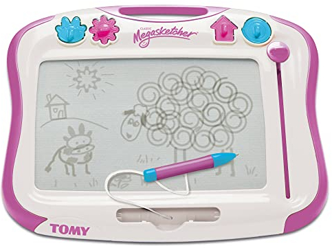 TOMY - Ardoise Magique Megasketcher Classique Violet T6484, Tablette Dessin Idéal Pour les Voyages, Tableau Magnétique Effaçable Adapté aux Enfants de plus de 3 ans