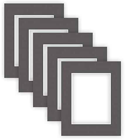 nielsen Conservation Passepartout Karton 1,5 mm | 5er Set | Außenformat 24x30 cm für Bildformat 15x20 cm | Graphitgrau (dunkelgrau) | strukturierte Oberfläche