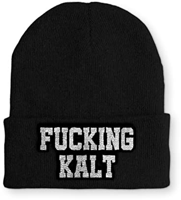 tshirtladen Fucking Kalt Statement Spruchmütze Beanie Mütze für Damen und Herren, Farbe: Black
