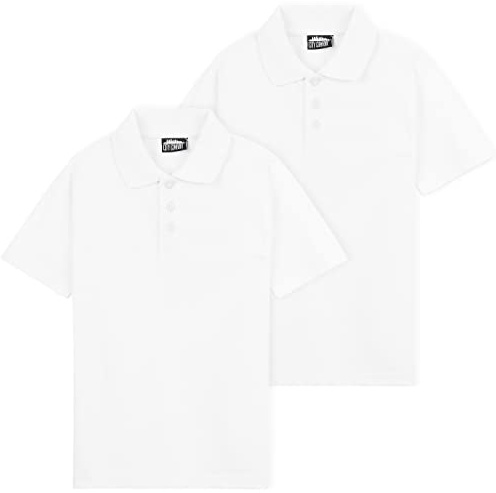 CityComfort Boys Polo Shirt, White Classic Short Sleeve Polo for School or PE - Single or Multipack