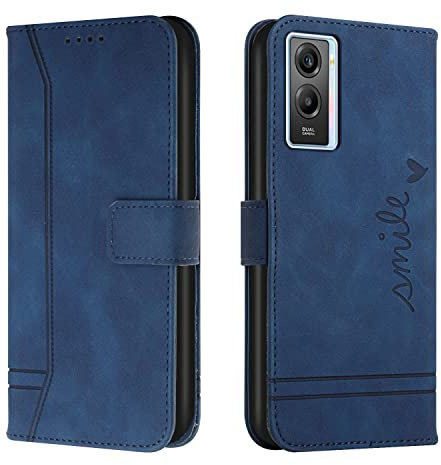 Bravoday Cover per Vivo Y72 5G / IQOOZ3 5G / Y53S / Y52 5G, Flip Custodia in Pelle PU Portafoglio Custodia per Vivo Y72 5G, con Slot per Schede, Blu