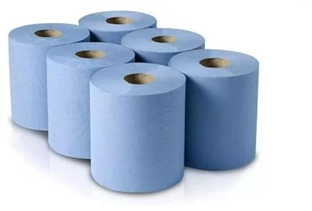 Blue Rolls 6 Pack CentreFeed Paper Wipe Embossed Rolls 2 Ply Workshop Kitchen Hand Towels Tissue