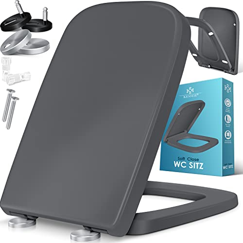 KESSER® Abattant de WC avec système d'abaissement automatique - Fonction Quick Release et Softclose - Montage facile - En Duroplast - Avec fixation en acier inoxydable - Siège de toilette en forme de