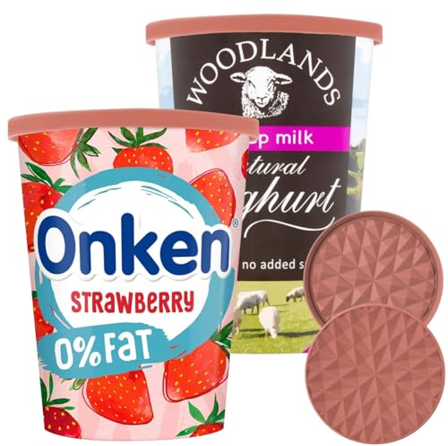 Wingcases Mehrweg Silikon große JoghurtDeckel 500g(2er-Set, Rot) Reversibel zu Untersetzern Design, Behalterdeckel passt für Joghurt, Joghurtbecher, Glasabdeckung, Untersetzer für Gläser