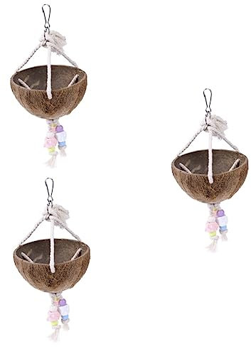 POPETPOP Bird Swings for Cage 3pcs Parakeet Toys Cockatiel Toys Parrot Wood Toys Green Toy Birdhouse Bird Supplies Cone Tail Bamboo Wooden Coconut Shell Bird Nest