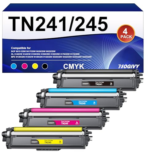 NOGIVY TN241/245 Toner Kompatibel für Brother TN241 TN245 TN-241 Toner für Toner Brother DCP 9022CDW MFC-9332CDW MFC 9142CDN MFC 9332CDW HL-3152CDW HL-3142CDW (Schwarz Cyan Gelb Magenta, 4er-Pack)