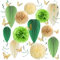 Homarkable Grüne Blatt-Faltfächer mit Schmetterlingen und Pompoms - Hochzeitsdekoration Set für Tischdeko, Geburtstag, Kommunion, Partydekoration (Grün und Weiß, Papier)
