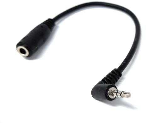 DRUT 1pcs. Right Angled 2.5mm Stereo Jack to 3.5mm Socket Female Adapter Lead Cable (Black)
