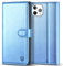 Kuafcase Compatible for iPhone 12 Pro Max Case with 4 Card Slots Magnetic Closure Kickstand Shockproof Protective Phone Case Compatible for iPhone 12 Pro Max - Sky Blue