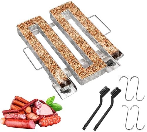 AVIDA ZEN Fumoir Viande et Poisson–Générateur de Fumée Froide pour Fumoir alimentaire–Serpentin Fumage à Froid-OFFERTS 4 crochets et 2 Brosses de Nettoyage Grille Barbecue