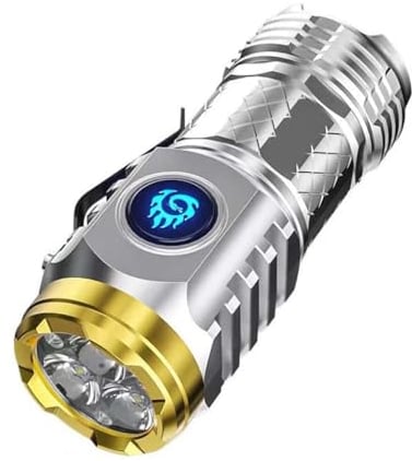 Three-eyed Monster Mini Flashlight, Super Bright Hand Flashlight,Rechargeable LED Torch,LED Small Flashlight Torch,Pocket Flashlight,Portable Flashlight,Waterproof Pocket Torch for Outdoor (Silver)