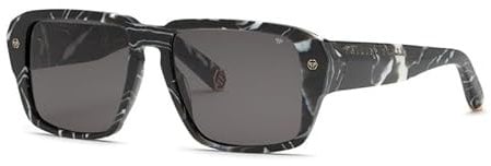 Philipp Plein Herren Spp081 Sonnenbrille, Schwarz (Marbled Black), 55