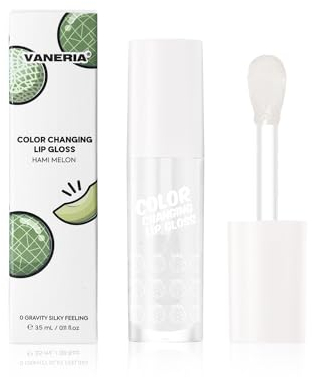 VANERIA Farbwechselnder Lipgloss,Lip Gloss Hydrating Moisturiser Lipgloss Langhaftende,Lipgloss für Geschmeidige Lippen Mit Intensivem Glanz(3.5ml/0.11fl.Oz) (Hami-Melone)