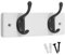 Keypak 2 Matte Black Coat Hooks on White Wooden 22.5cm Board - Modern Wall Door Mounted Coat Rack Clothes Hanger