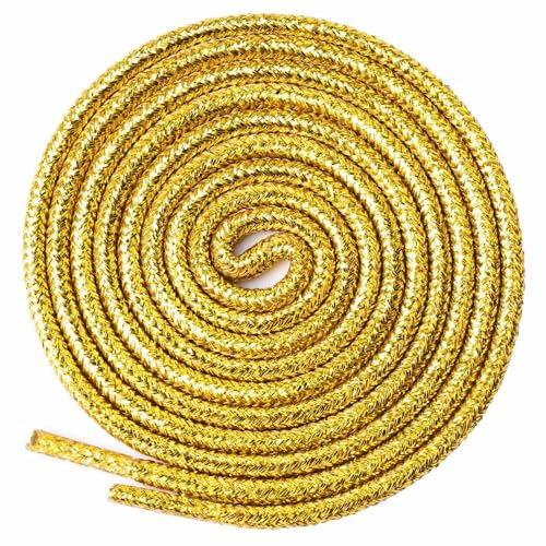 Olukssck 2 Paia Lacci Glitter Metallici, Premium Rotondi Stringhe Scarpe per Sneakers, Scarpe Sportive, Scarpe da Corsa, Stivali, per Adulti e Bambini, Oro Scuro, 120cm