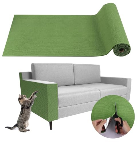 Alfombra rascador para Gatos Adhesivo Alfombra para Gatos tapete rascador para Gatos Protector Sofa Gatos arañazo rascador Gatos Pared (Verde Fruta, 40×200cm)