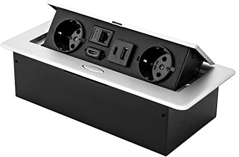 Tischsteckdose Versenkbare Steckdose Pop-up Bodendose mit 2 EU LAN HDMI und 5V 2A USB Typec Ladegerät Für Wohnräume Büros Böden, Arbeitsplatten und Tische