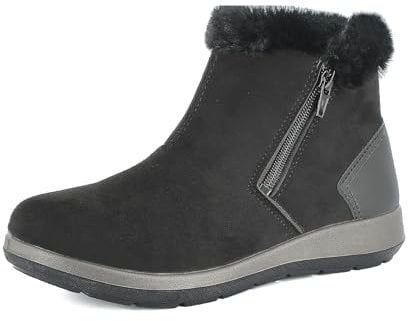 inblu PantoSCARPE Stivaletti Donna in Ecopelliccia con Cerniera, Plantare Imbottito Estraibile, Nero, 38 EU