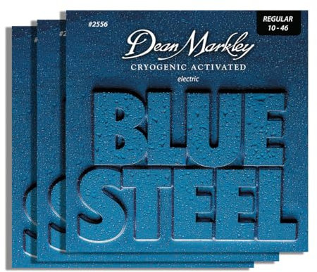 DEAN MARKLEY 2556 - Corde per chitarra elettrica in acciaio blu, trattate criogenicamente per una maggiore durata, prestazioni migliorate e suono superiore. Made in USA. Calibri 10-46 - Confezione da