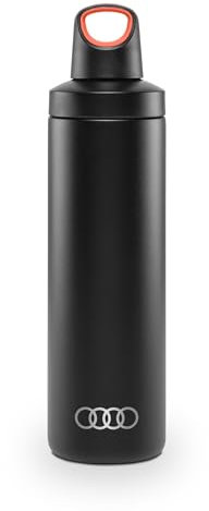 Audi 3292400600 Wasserflasche Trinkflasche Isolierflasche Ringe Logo 600ml schwarz