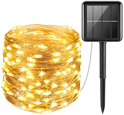 Yolispa Solar Lichterkette Aussen 200LEDs 20M Solar String Light Wasserdicht Kupferdraht Fairy Light Solarlichterkette Außen Wetterfest für Outdoor Garten Party Hochzeit