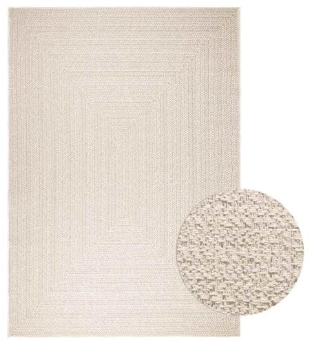 vidaXL Teppich ZIZUR Creme 200x290 cm Jute-Optik Indoor und Outdoor, Fußmatte, Bodenteppich, Teppichboden, Bodenmatte, Flächenvorleger, Innenteppich