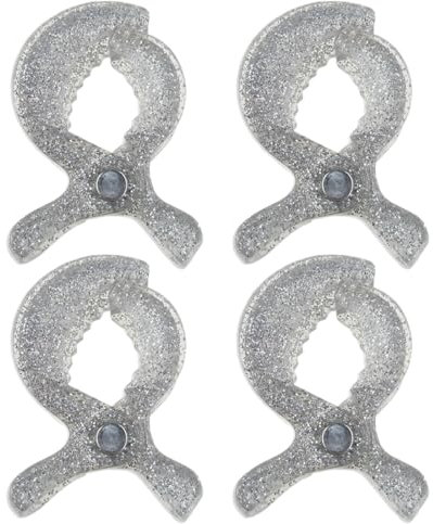 SIRLOMU 4 Piezas Clips para Cochecito Universal Pinzas de Fijación para Cochecitos, Sillas de Paseo, Sillas de Ruedas (Plateado)