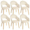 Goeurvant Esszimmerstühle Beige 6er Set mit Holzbeine Polsterstuhl Armlehnenstuhl Küchenstuhl Sitzfläche aus Samt Stuhl Esszimmer mit Armlehne Wohnzimmerstuhl