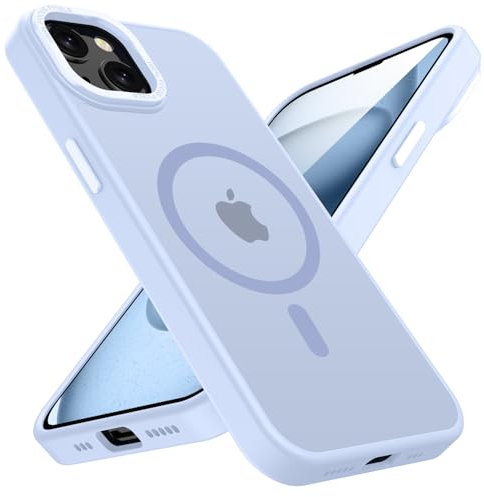 KPPIT Magnetic case for iPhone 15 Plus Compatible with MagSafe 6.7 inch, Shockproof Drop Protection, Frosted Translucent Back Phone Case for iphone 15 Plus,Yuanfeng Blue