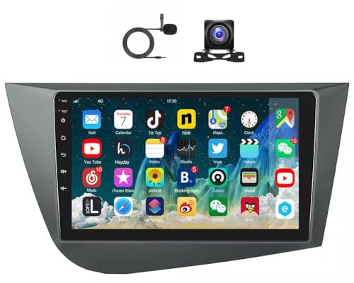 Android 13 Car Stereo Radio for Seat Leon MK2 2005-2013 w/Wireless Carplay & Android Auto FM/RDS Car Radio Receiver 9in GPS Navigation w/Rearview Camera Mirror Link Built-In WiFi Bluetooth 2G+32G