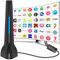 Antenas de televisión Interior, Antenas de televisión Digital de Alta definición, Antenas de televisión Inteligente,Antenas de TV para Canales Locales, TV 4K 1080p Interior,Base magnética Fuerte