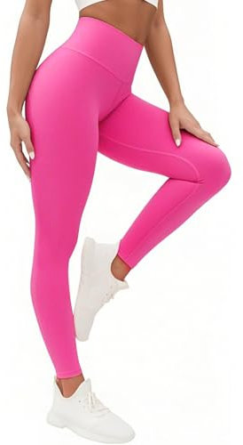 Voarge Leggings Damen High Waist Leggings Sport, atmungsaktiv Yogahose Sporthose für Yoga, Padel, Running, Rosa,L-XL