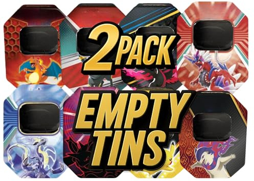 Generisch Empty Tin Box Random - Empty Tin for Storage | Robust Collector Box Compatible with Pokemon Cards, Coins & Boosters | Perfect for Collectors