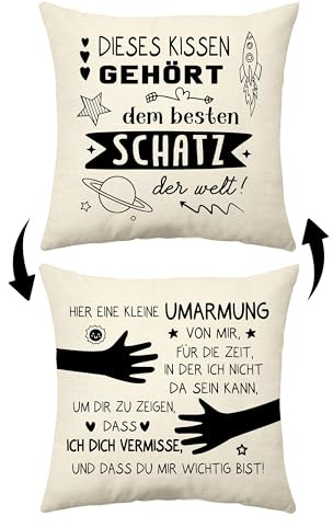 Aconesong Dieses Kissen Gehört der Besten Schatz der Welt Lustige Kissenbezüge für Frau Ehefrau Frauen Valentinstag Jahrestag Weihnachts Geburtstagsgeschenk (Schatz)
