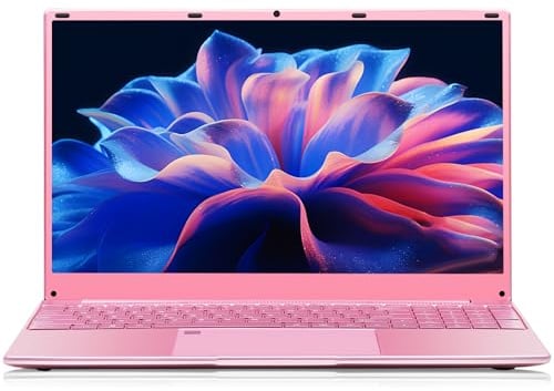 AKEDA PC Portatile 15,6 Pollici Rosa – Laptop Leggero con Processore N95, 16GB RAM, SSD 1TB, Schermo FHD IPS, Tastiera Retroilluminata, Ideale per Studio e Lavoro Legger(Tastiera UK+pellicola IT)