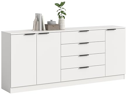 xonox.home – Kommode Kopenhagen 185x80x35 cm in Weiß – Elegante und Moderne Aufbewahrungskommode für das Schlaf- und Wohnzimmer – bietet viel Platz, zeitlos & schick