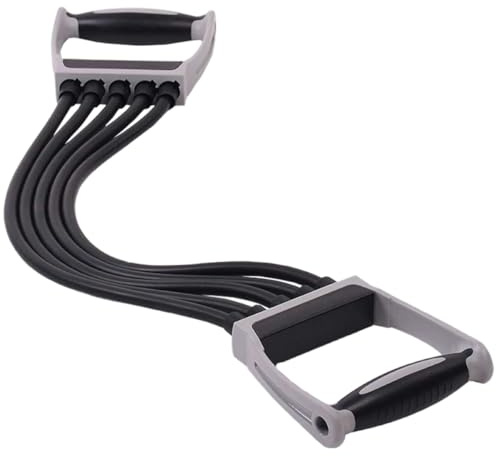 Brustentwickler Trainingsseil Schwarz, 150lb, Verstellbare Zugkraft | Komfortabler Griff mit Ergonomischen Handgriffen, PP Kunststoff und Latexrohr, 30 Zugstufen pro Rohr