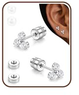 Chriscoco G23 Titane Boucles d'Oreilles Femme Argent pour Fille Enfant | Hypoallergénique,CZ Opal Boucle d Oreilles Vis,Tragus Helix Piercing Oreille pour Oreilles Sensibles