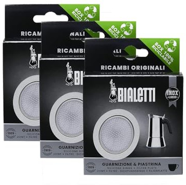 Bialetti Set of 3 Packs of Gaskets for Steel Moka | Original Spare Parts for Models: Musa, Venus, Kitty, Class | Choose Size