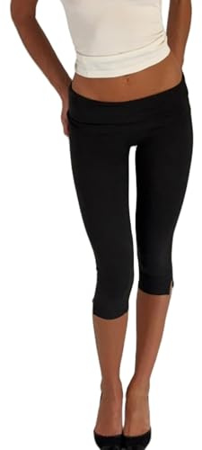 Lshyuehao Women's Capri Pants 3/4 Length Pants Y2K Low Rise Flared Pants Stretch Lounge Yoga Athletic Cropped Pants Bell Bottoms