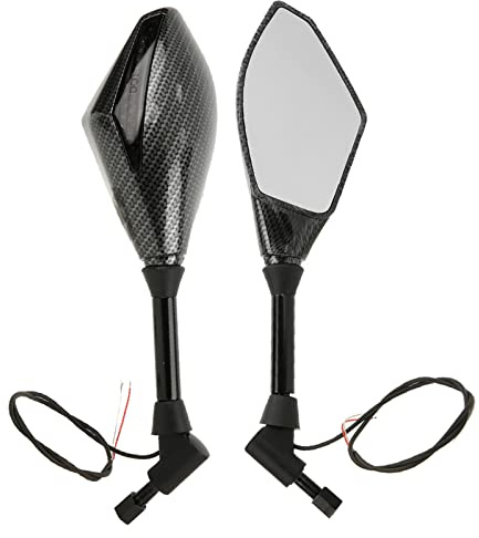 Alomejor LED-Rückspiegel, ABS-Motorrad-Seitenspiegel mit Blinker, 10 Mm Lenker, Verstellbarer Winkel für, Roller, Straßenrad, Rennmotorrad