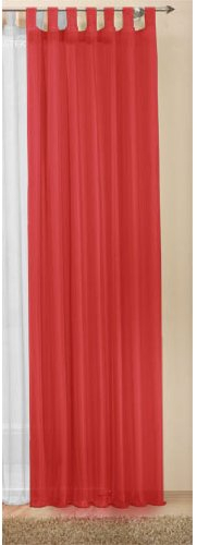 Schlaufenschal Gardine Uni transparent Voile, 245x140, Rot, 61175