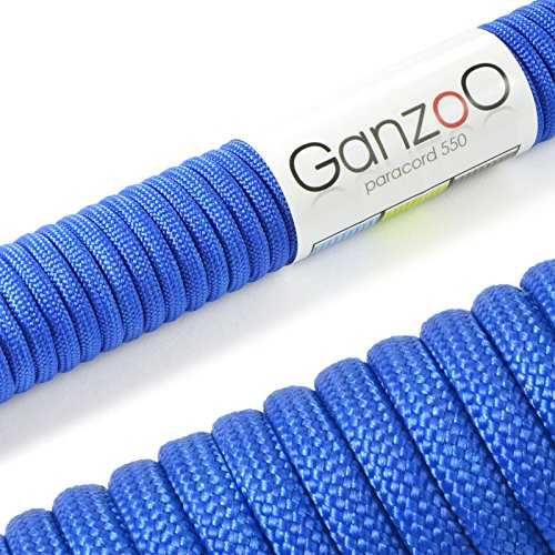 Ganzoo Paracord 550 Seil Royal-Blau 4mm Schnur Typ 3, Nylon & Polyester, ideal für Basteln von Hundeleine Halsband Armband/Camping Survival und Outdoor 30 Meter Allzweckseil 7 Innenstränge