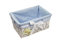 Woodluv Rectangular White Willow Wicker Hamper Storage Basket-With Blue Fabric & Ribbon (Gift Hamper Basket) -SMALL