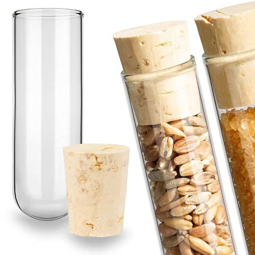 Tuuters 25x Glas Reagenzglas mit Natur-Korken im Set zum Basteln Aufbewahren Befüllen Dekorieren (47,5 x 16mm)